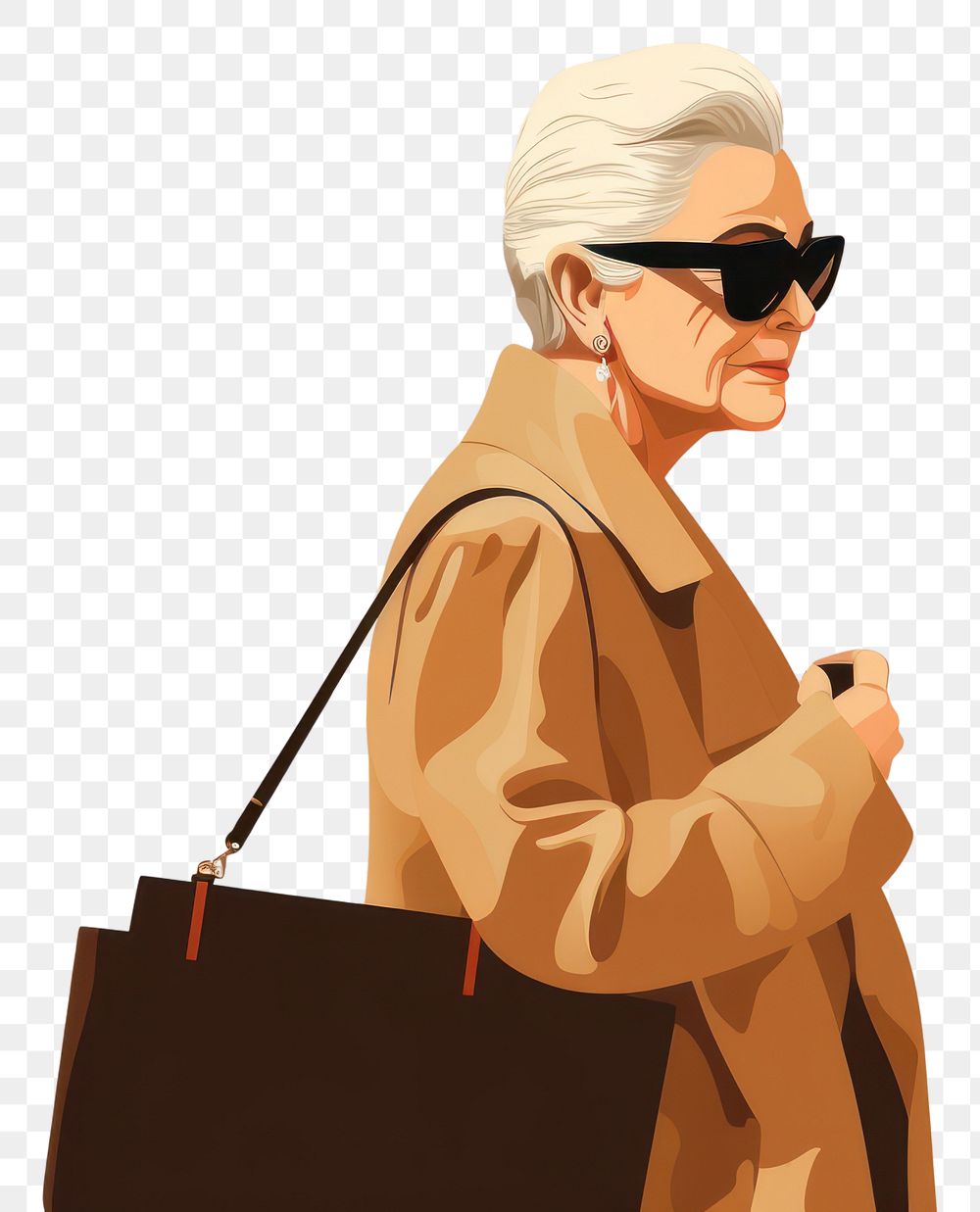 PNG Grandmother bag glasses handbag. AI generated Image by rawpixel.
