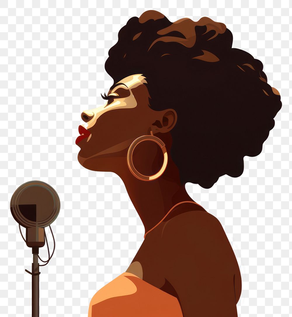 PNG African Woman back microphone earring adult. AI generated Image by rawpixel.