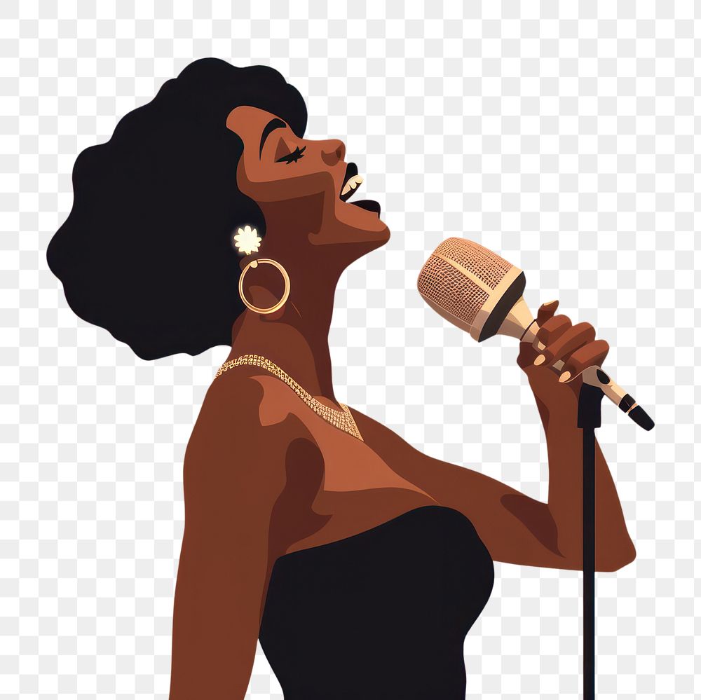 PNG African Woman back microphone adult woman. AI generated Image by rawpixel.