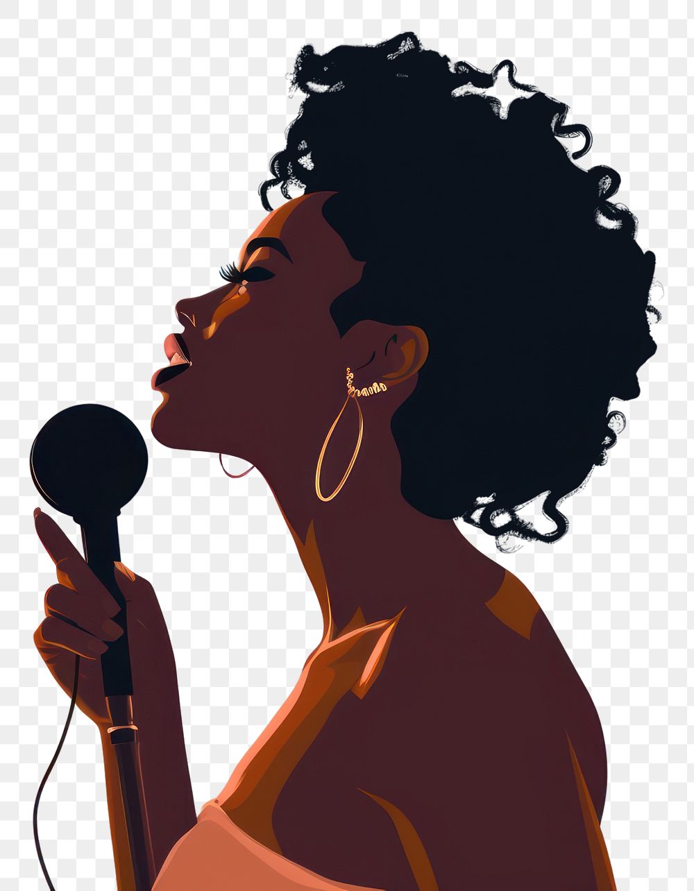 PNG African Woman back microphone adult woman. 