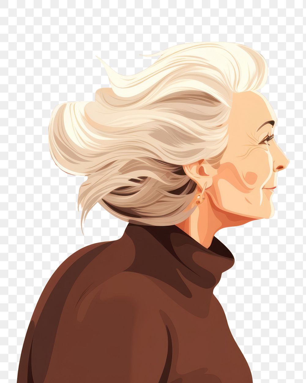 PNG Beautiful hair grandmother drawing sketch adult. AI generated Image by rawpixel.