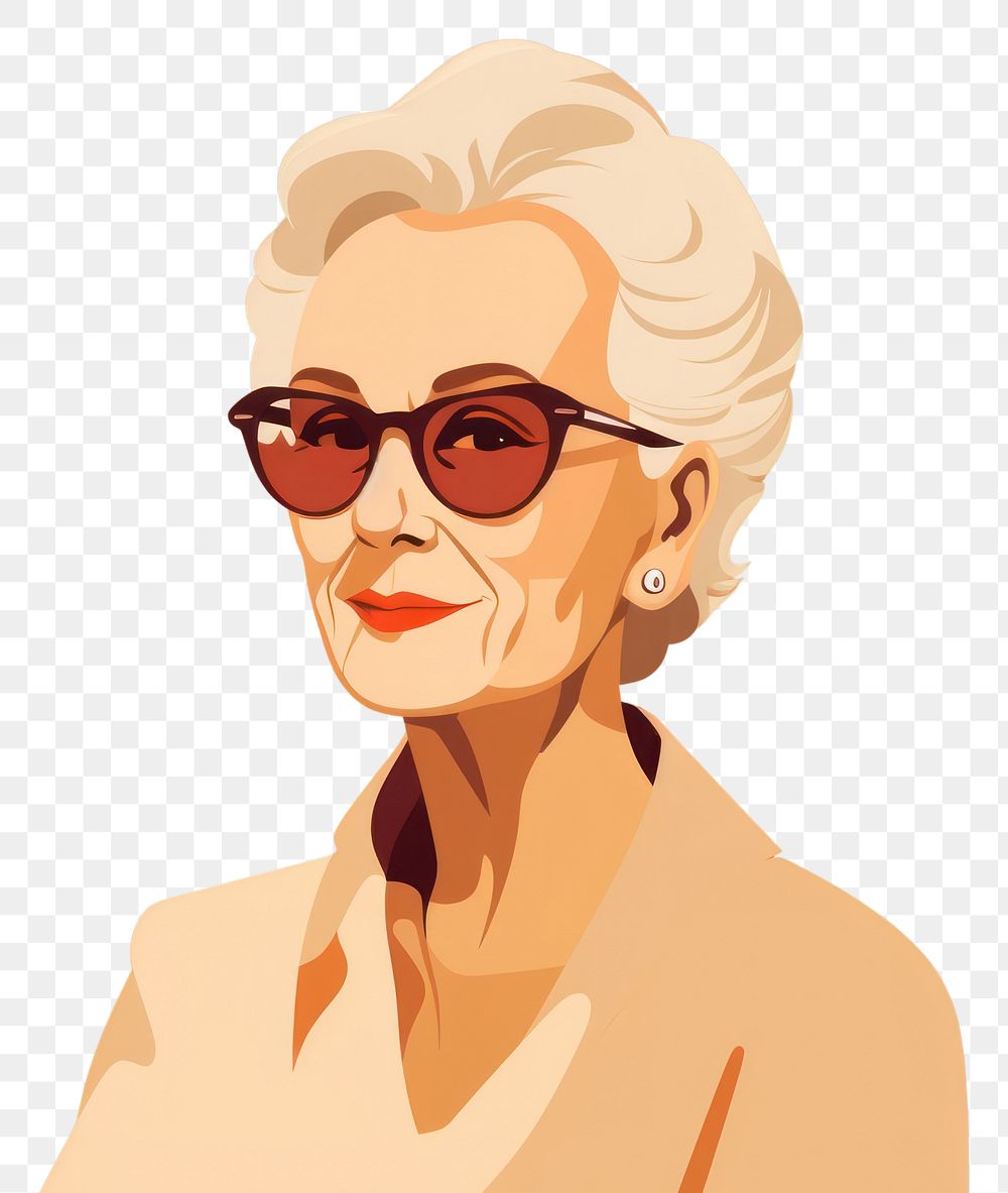 PNG Grandmother portrait sunglasses necklace. AI generated Image by rawpixel.