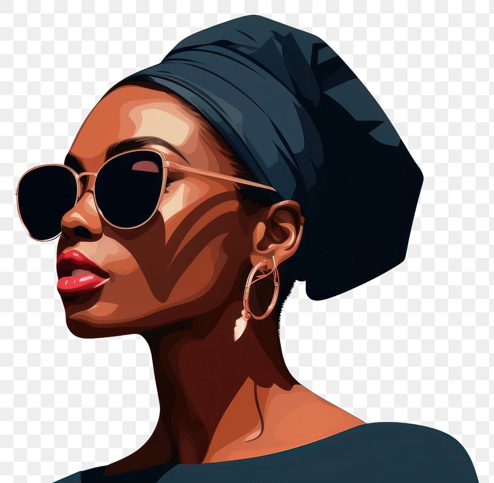 PNG African american woman sunglasses portrait earring. AI generated Image by rawpixel.