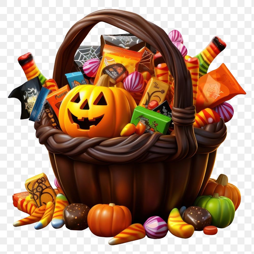 PNG Halloween candy basket halloween dessert cartoon. AI generated Image by rawpixel.