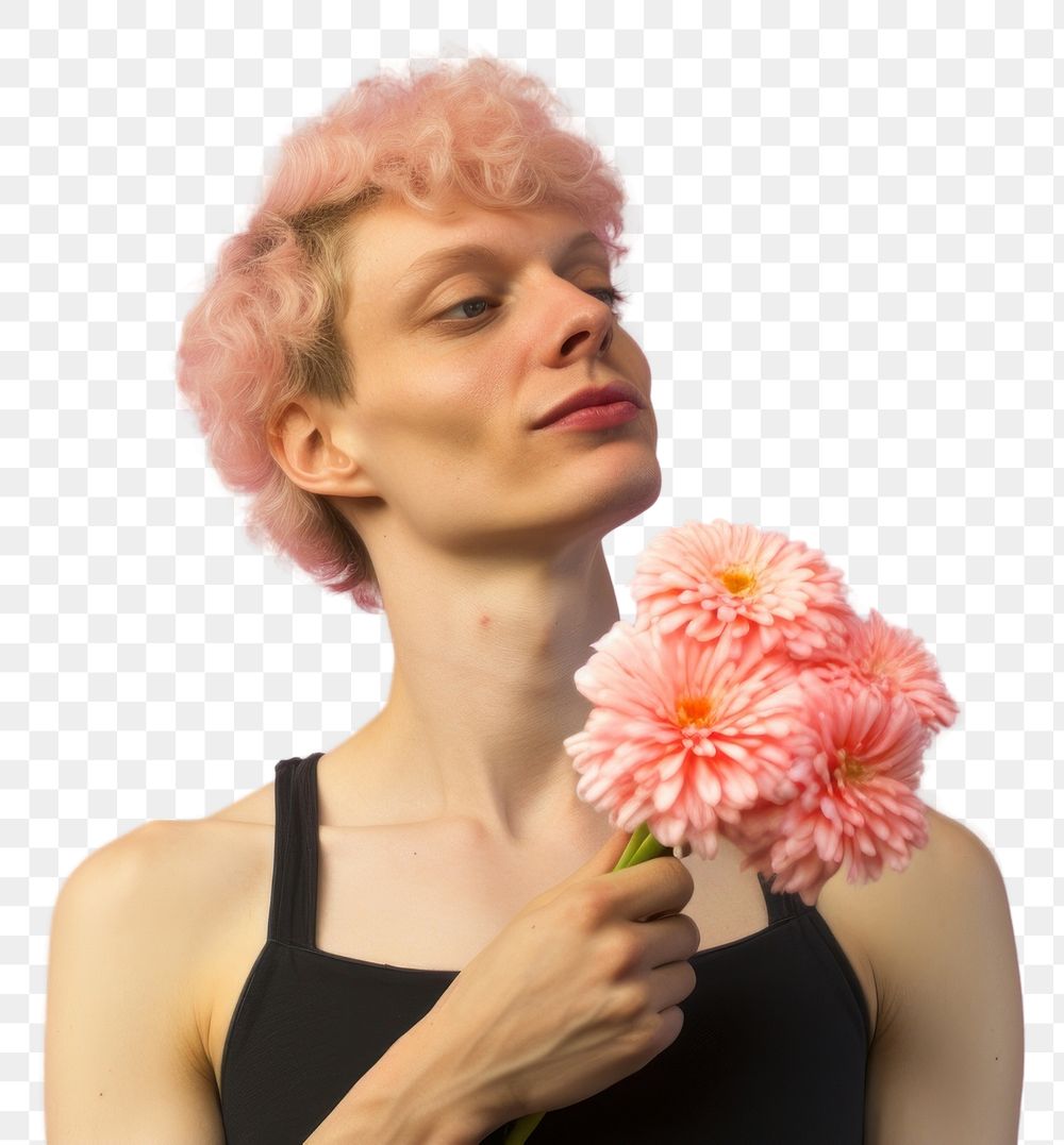 PNG Flower photography portrait adult. AI generated Image by rawpixel.