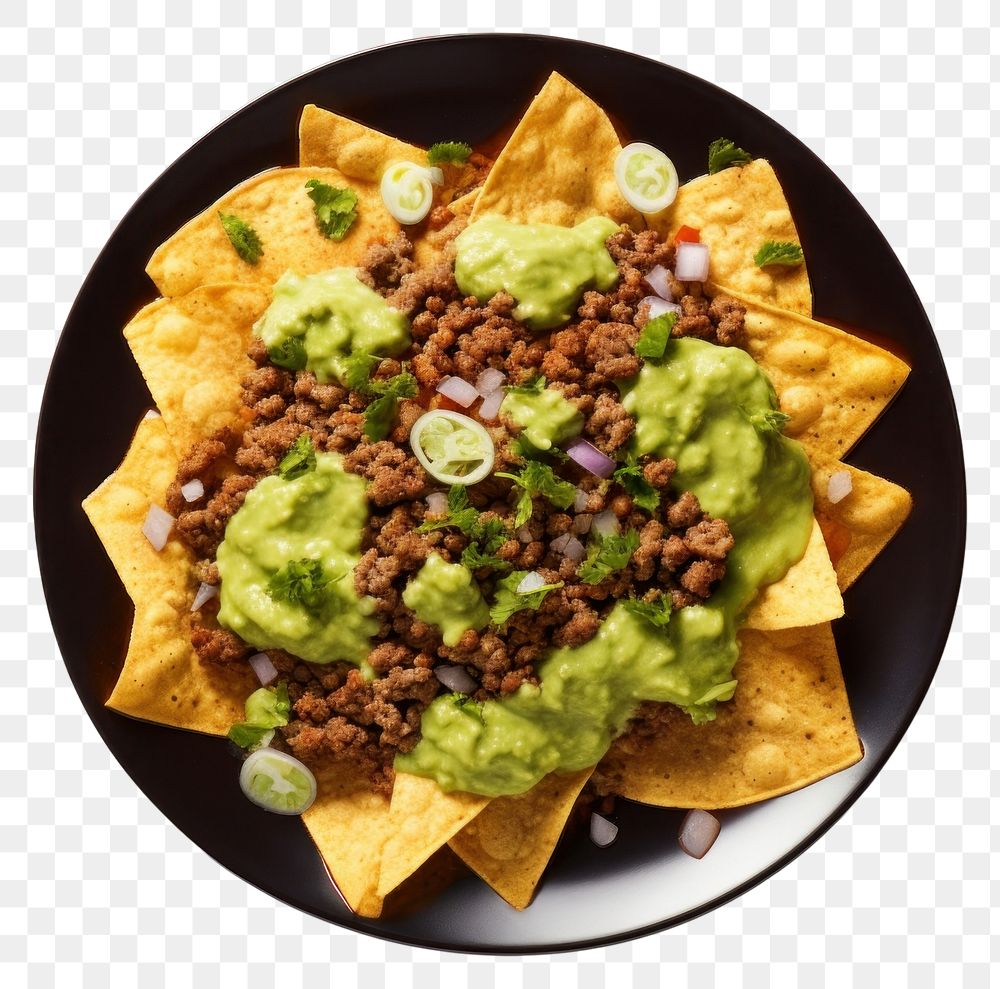 PNG Corn chips plate guacamole nachos. AI generated Image by rawpixel.
