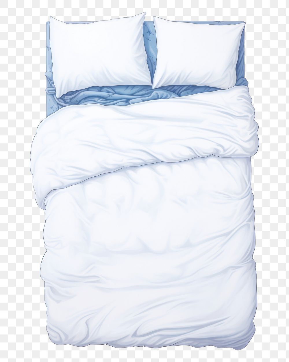 PNG Bed furniture blanket drawing. AI generated Image by rawpixel.