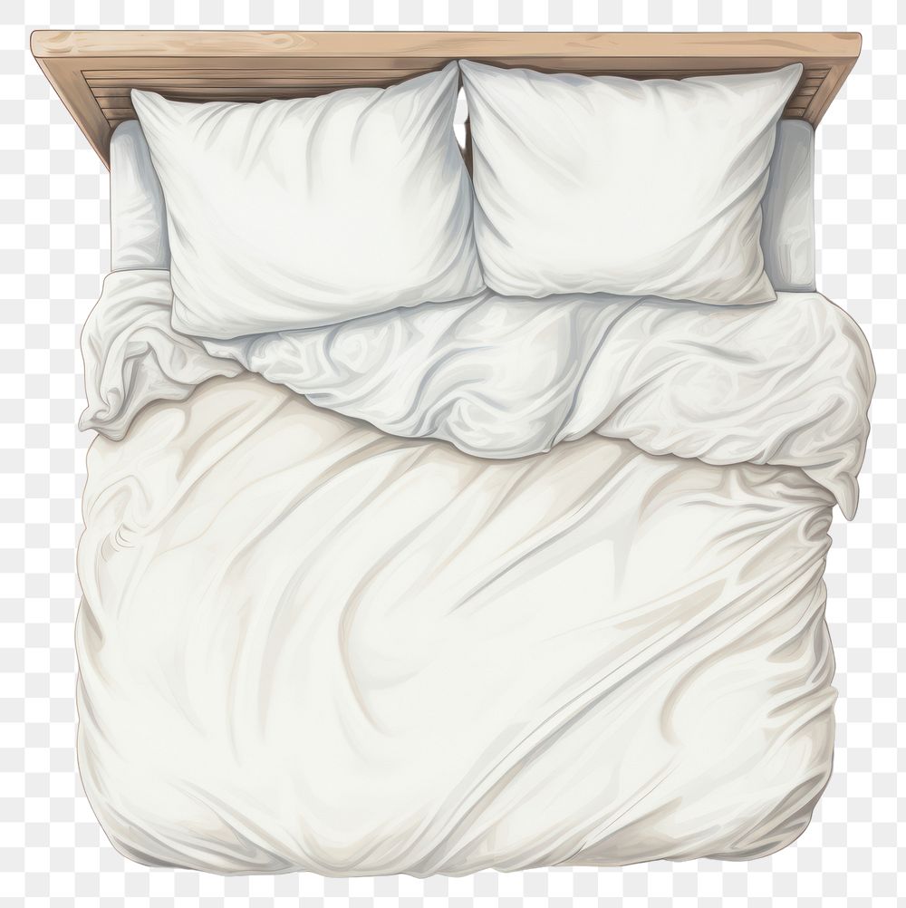 PNG Bed furniture blanket drawing. 