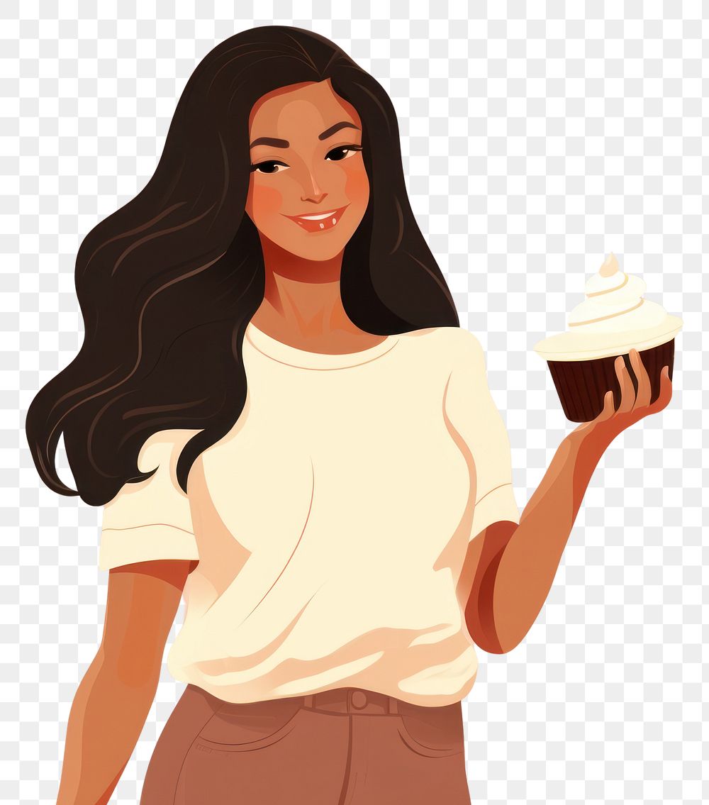 PNG  Girl holding dessert portrait adult food. AI generated Image by rawpixel.