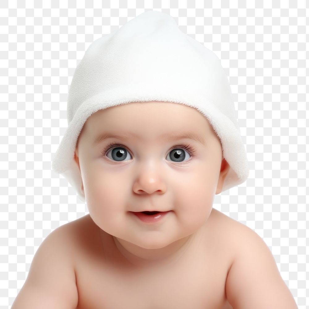PNG Baby portrait white photo. AI generated Image by rawpixel.