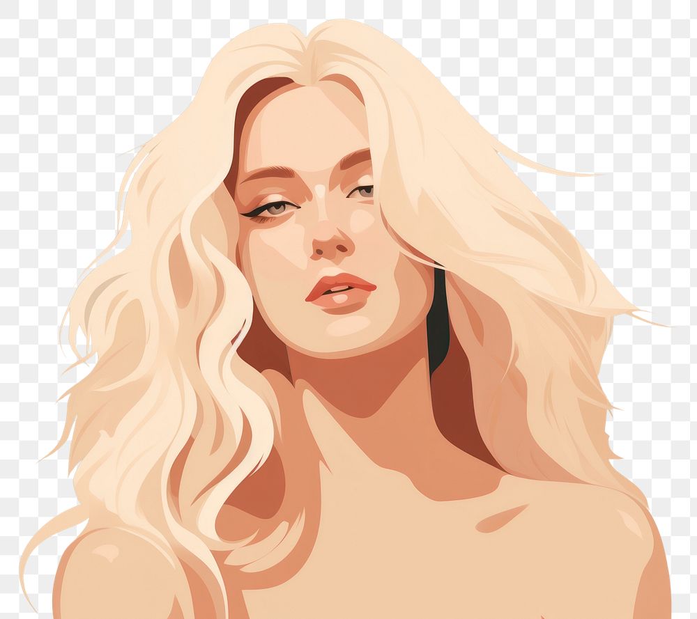 PNG Blonde hair woman portrait sketch adult. AI generated Image by rawpixel.