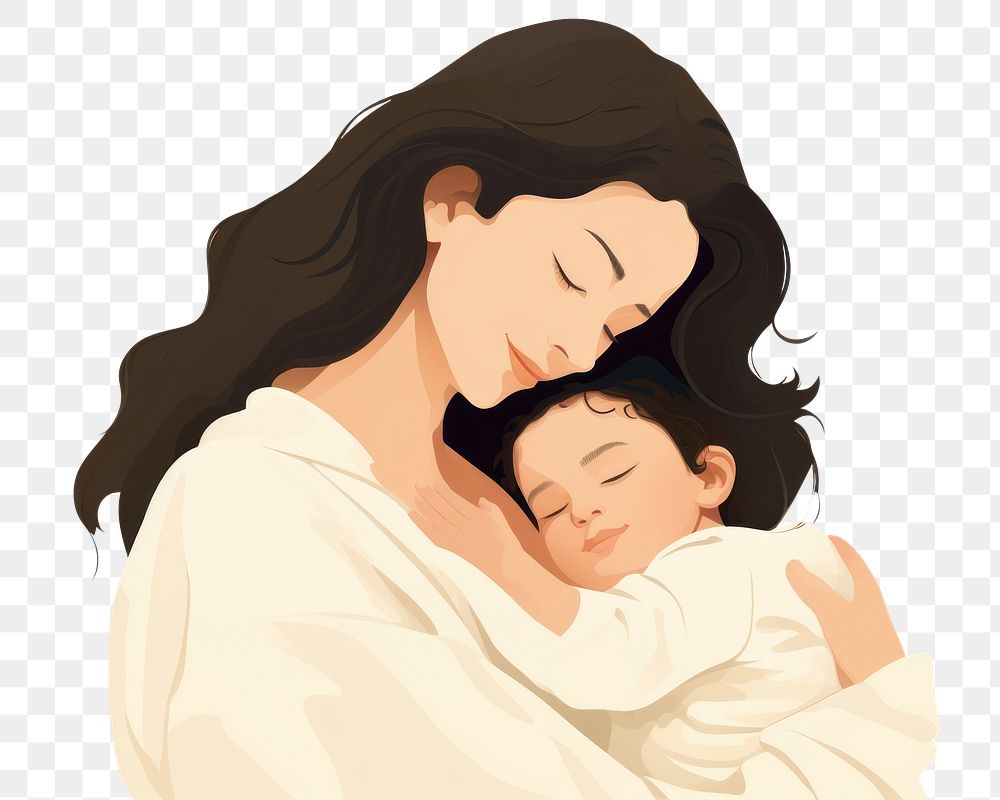 PNG Sleeping portrait hugging child. AI generated Image by rawpixel.