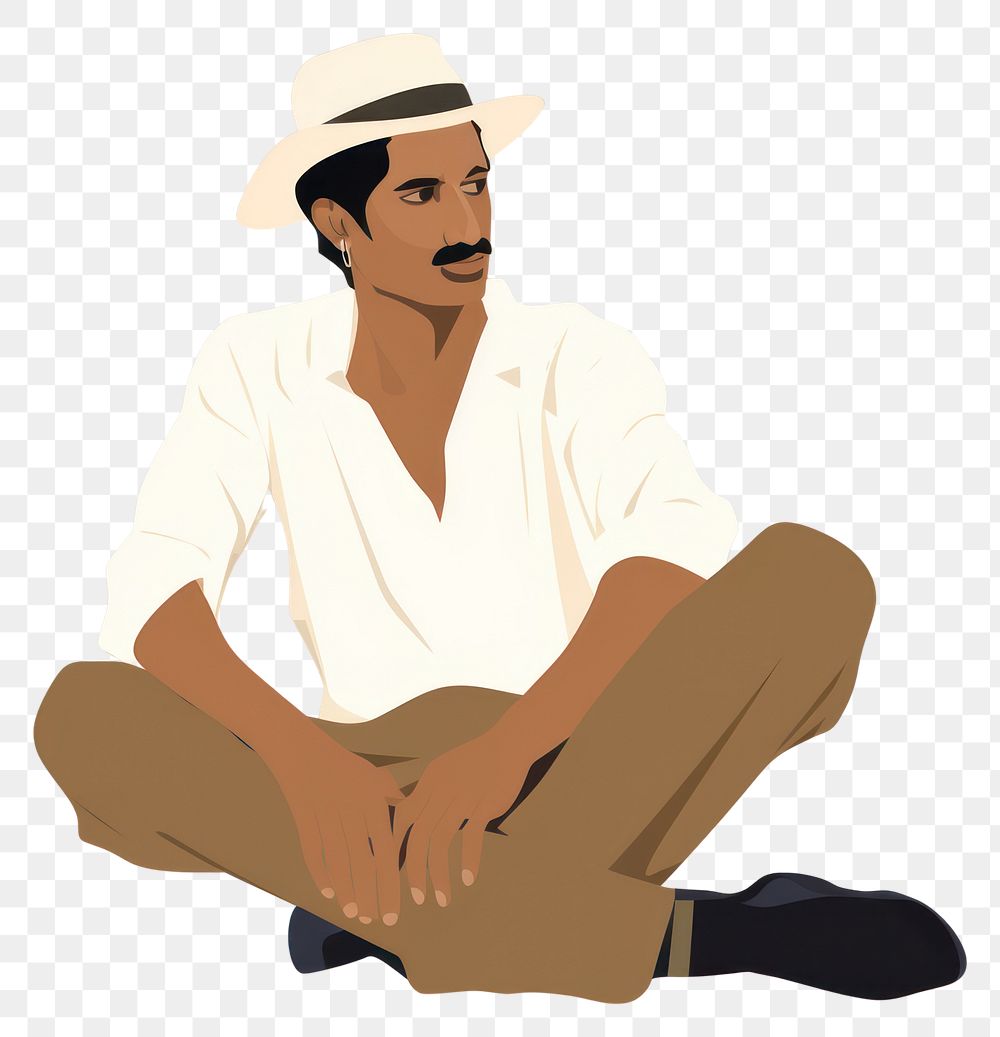PNG Minimalist indian man portrait sitting photography. AI generated Image by rawpixel.