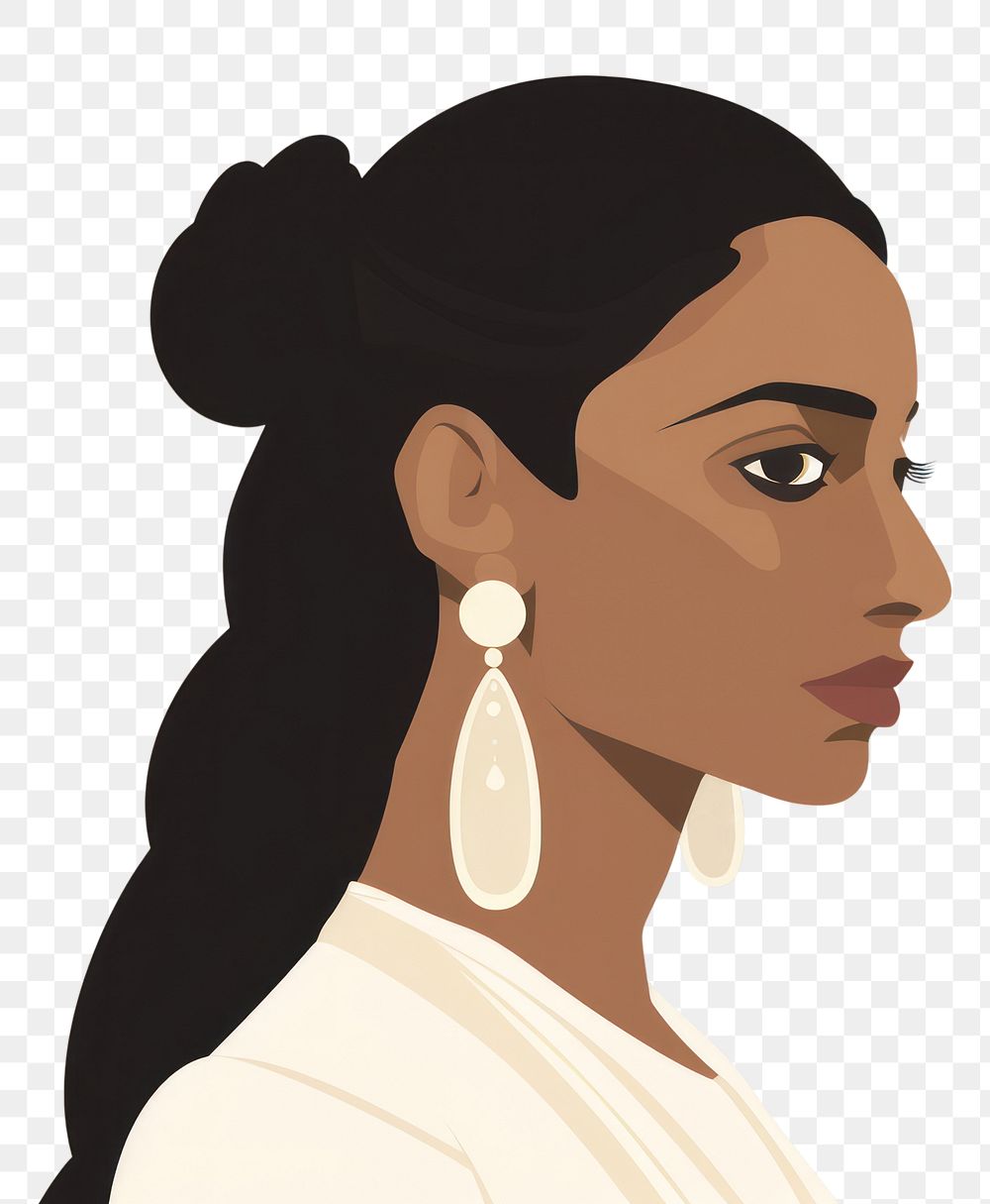 PNG Minimalist indian woman portrait earring jewelry. AI generated Image by rawpixel.