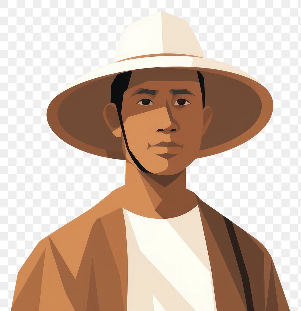 PNG South east asian farmer wearing conical hat portrait adult. AI generated Image by rawpixel.