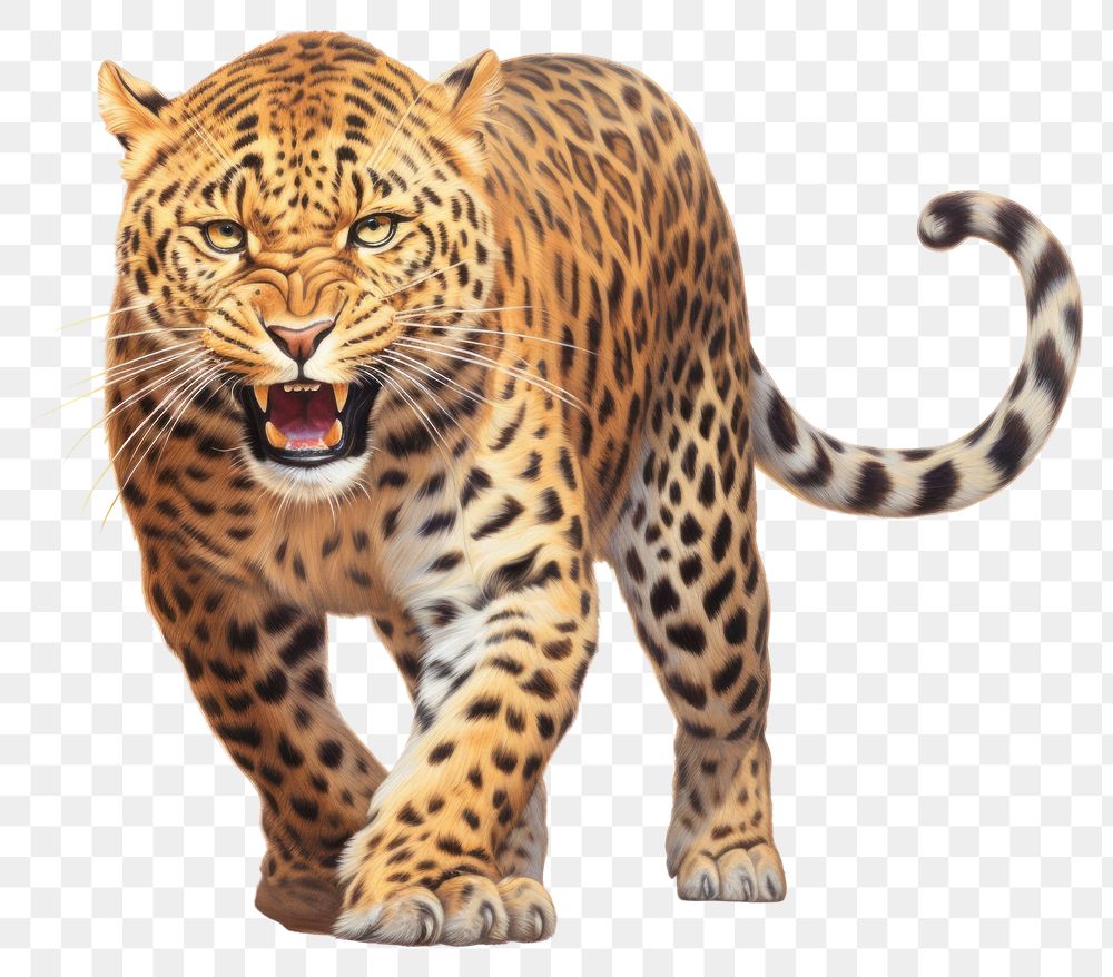 PNG Roaring leopard wildlife cheetah animal. AI generated Image by rawpixel.