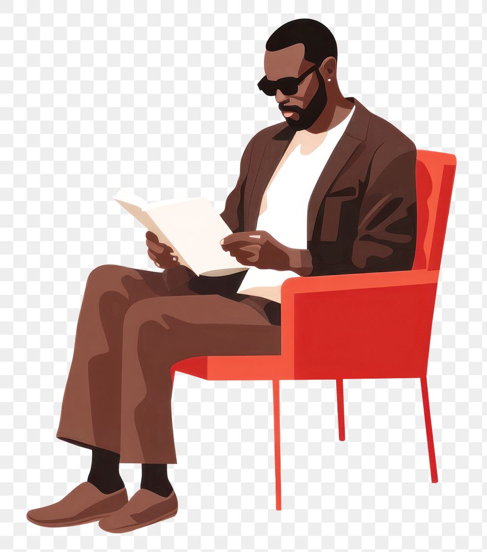 PNG Reading sitting adult book. AI generated Image by rawpixel.