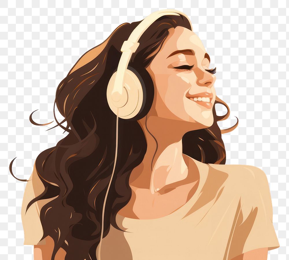 PNG Teenager girl headphones headset smiling. AI generated Image by rawpixel.