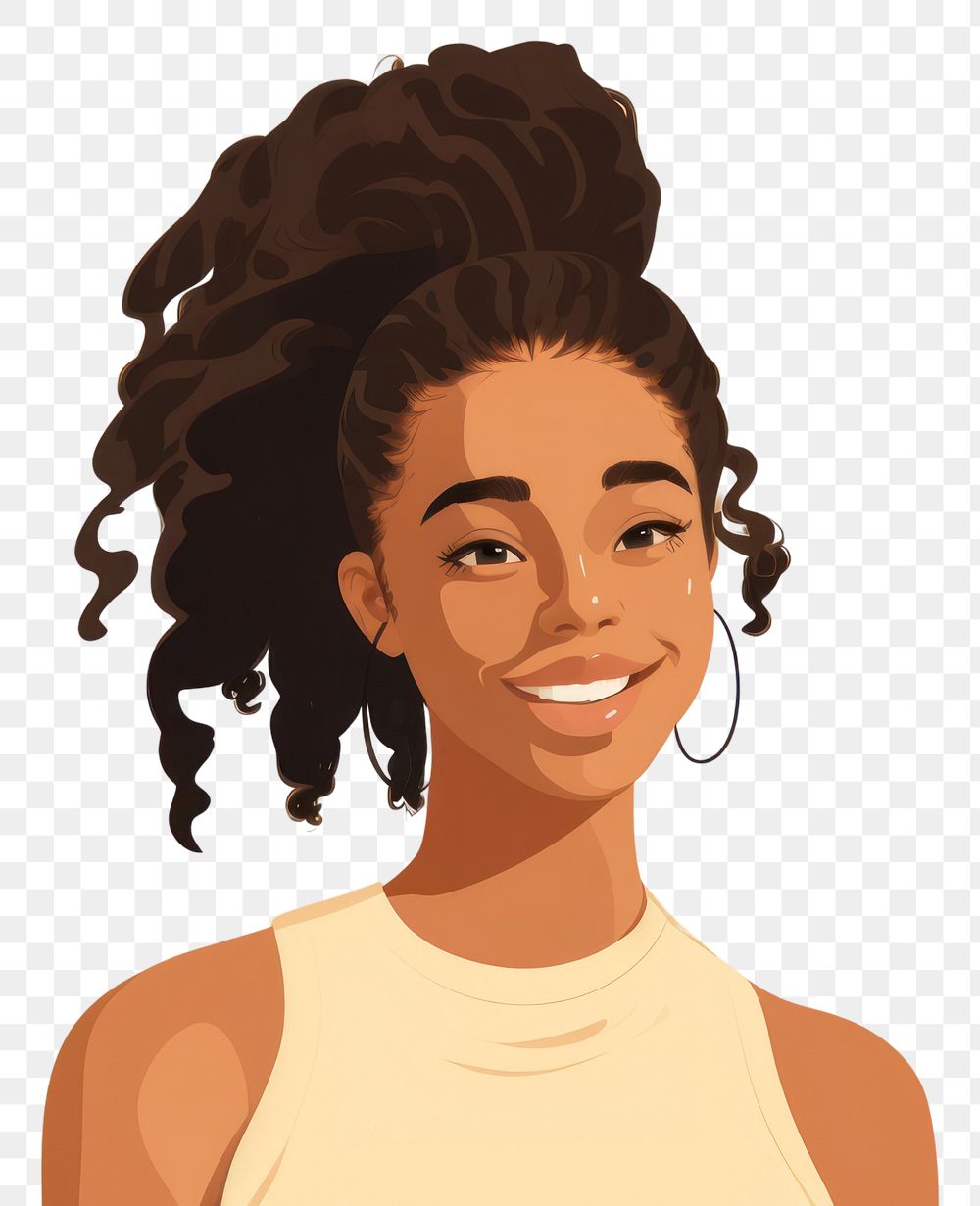 PNG Teenager girl portrait smiling drawing. AI generated Image by rawpixel.