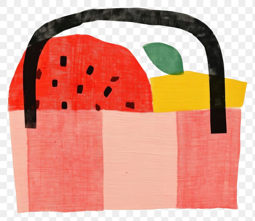 PNG Picnic basket art painting handbag. 