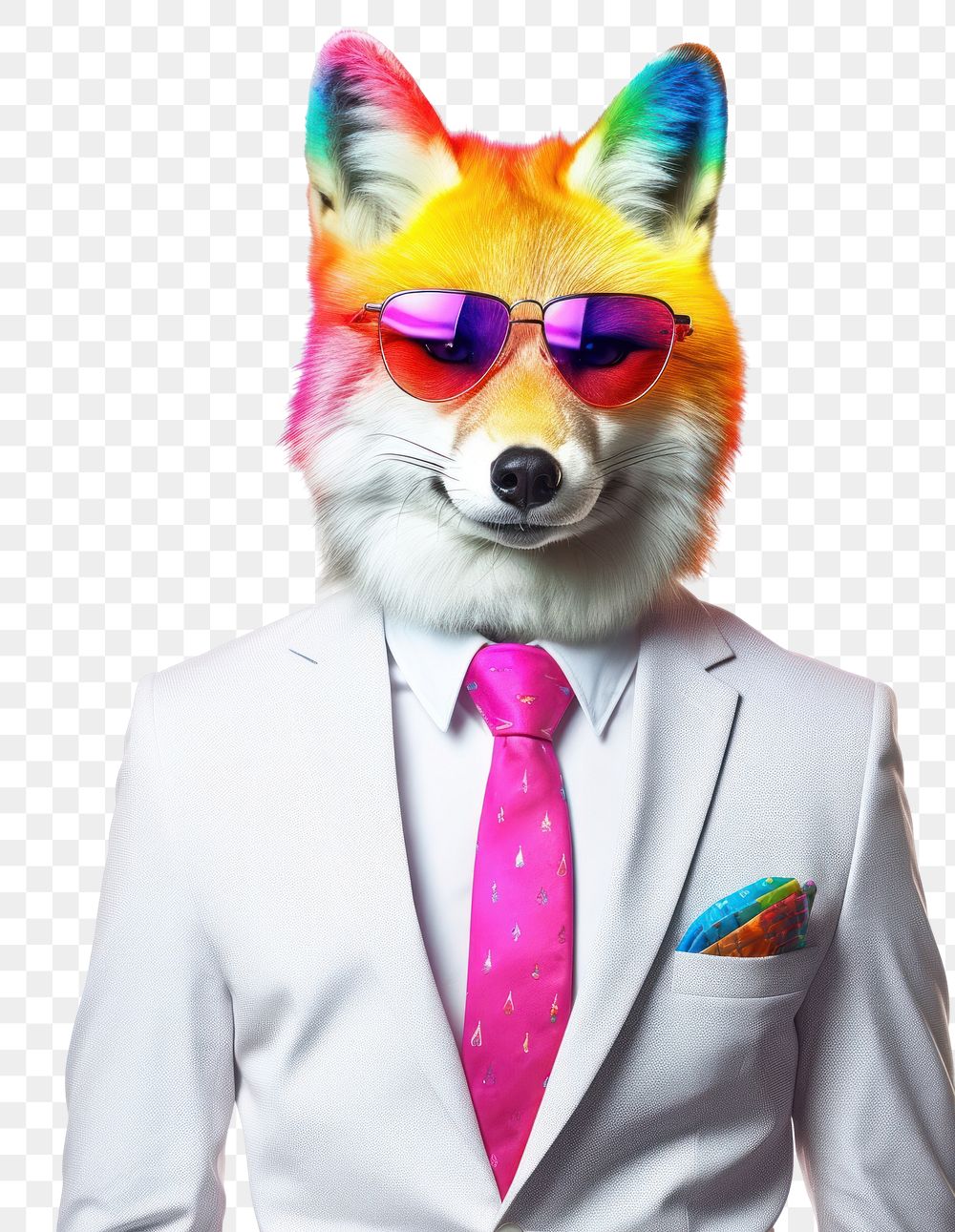 PNG Necktie fox glasses mammal. AI generated Image by rawpixel.