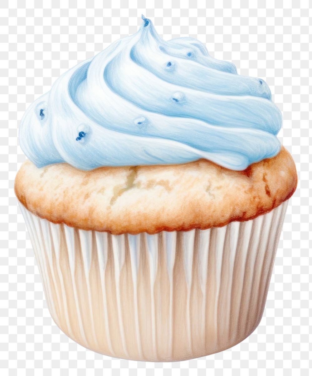 PNG Blue muffin cupcake dessert icing. AI generated Image by rawpixel.