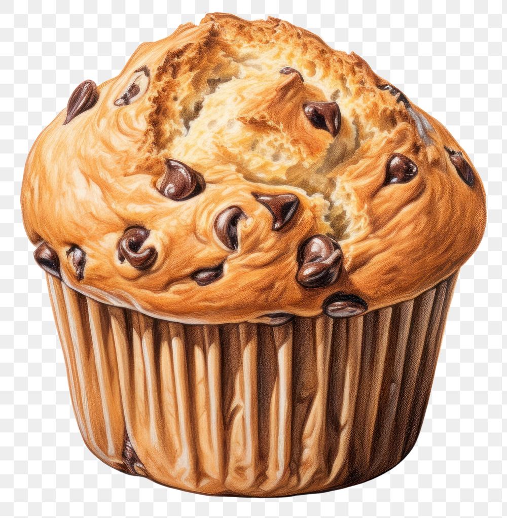 PNG Chocolate chip muffin dessert cupcake food. AI generated Image by rawpixel.