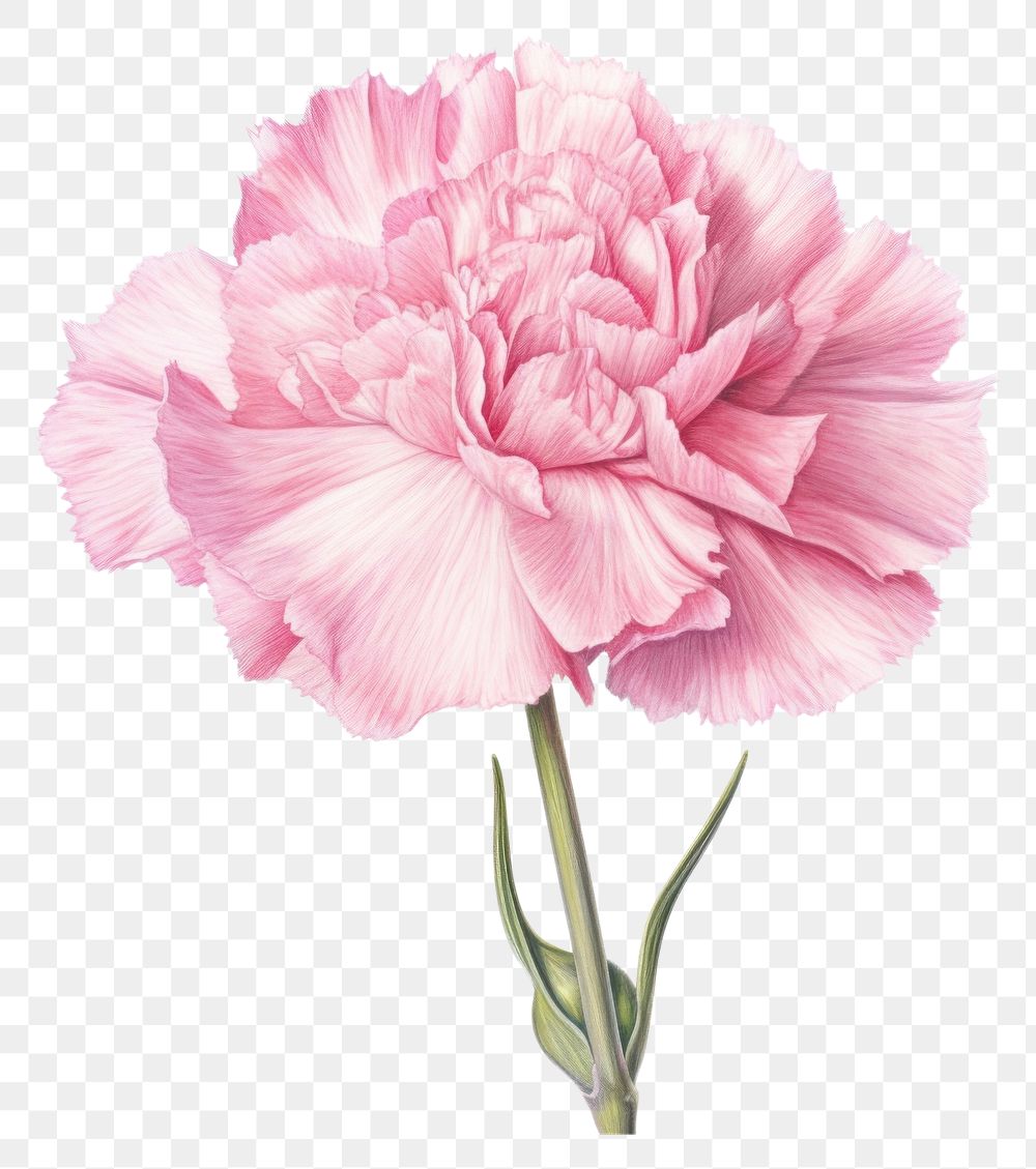 PNG Pink carnation flower plant white background. 