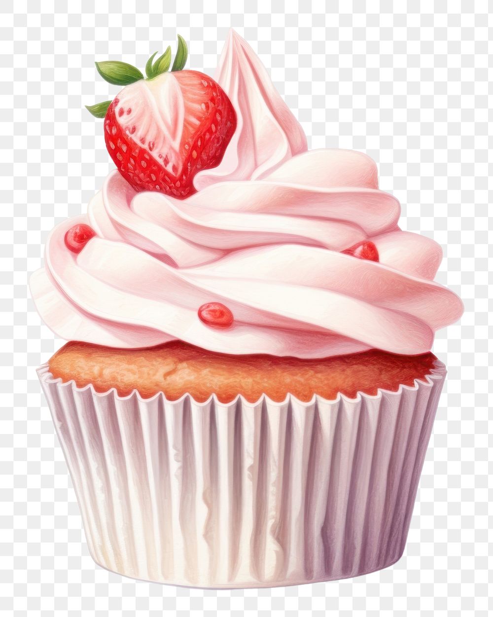 PNG Strawberry cream dessert cupcake. AI generated Image by rawpixel.