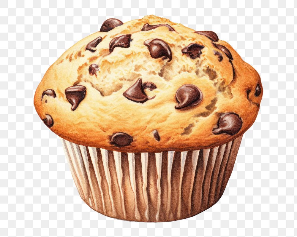 PNG Chocolate chip muffin dessert cupcake food. AI generated Image by rawpixel.