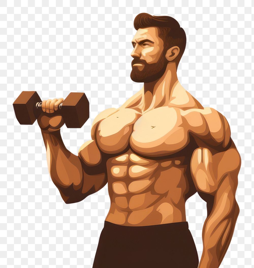 PNG Muscle man holding dumbell sports adult gym. AI generated Image by rawpixel.