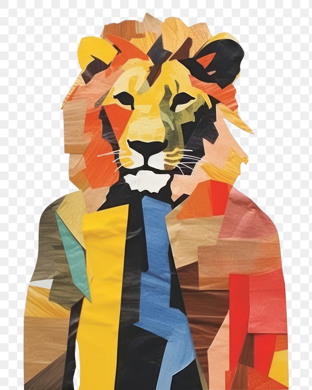 PNG Lion art painting collage. 