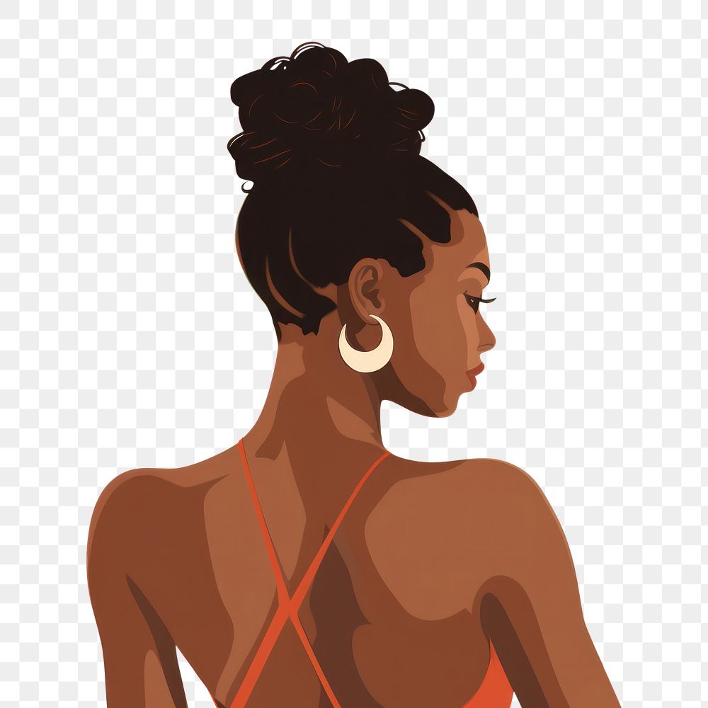 PNG African Woman back earring adult woman. AI generated Image by rawpixel.