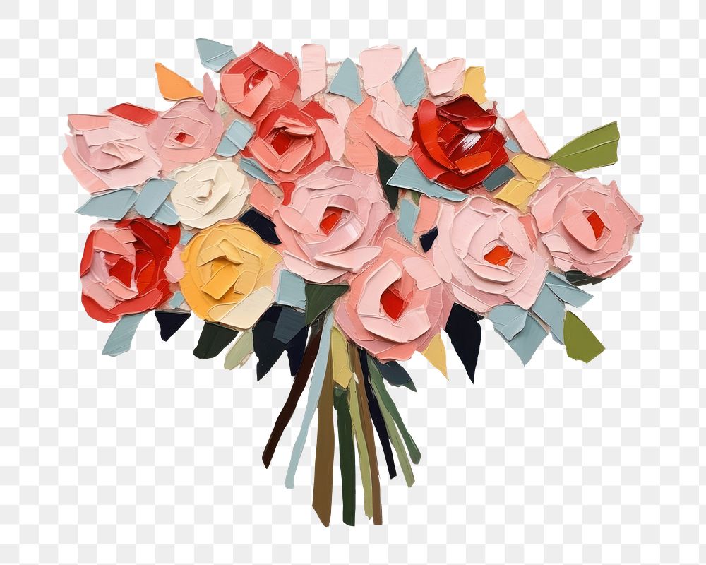 PNG Rose bouquet painting flower plant. AI generated Image by rawpixel.