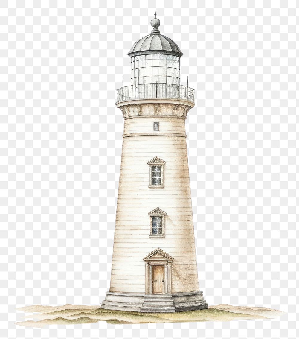 PNG Lighthouse architecture building drawing. AI generated Image by rawpixel.