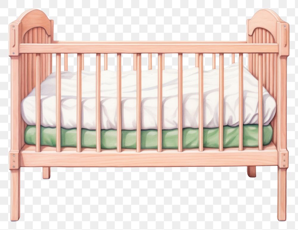 PNG Bed furniture crib white background. AI generated Image by rawpixel.