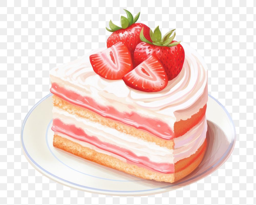 PNG Stawberry cream cake strawberry dessert fruit. AI generated Image by rawpixel.