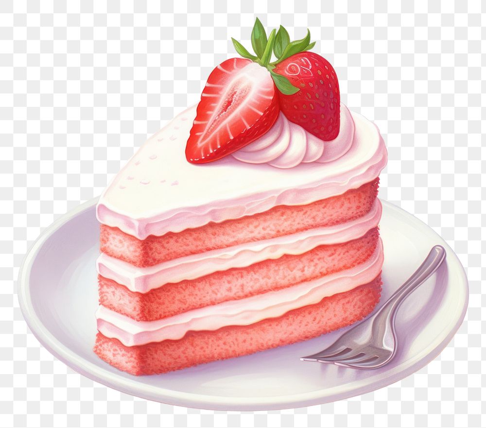 PNG Strawberry cake dessert fruit cream. AI generated Image by rawpixel.