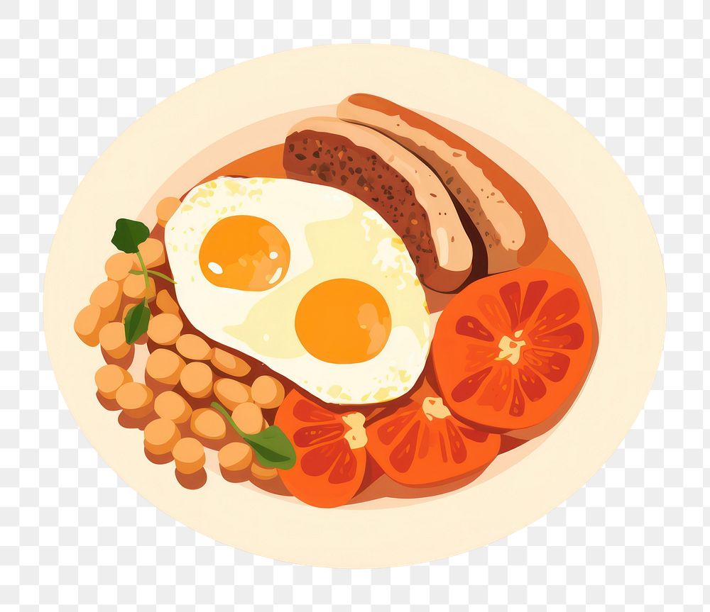 PNG English breakfast food plate egg. AI generated Image by rawpixel.
