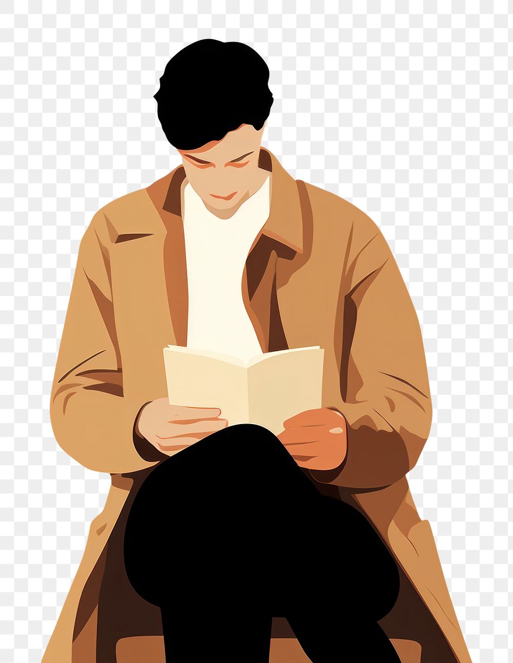 PNG Reading a book sitting adult face. AI generated Image by rawpixel.