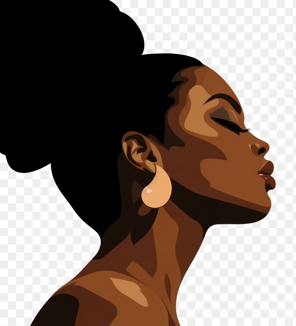 PNG Black woman portrait earring adult. AI generated Image by rawpixel.