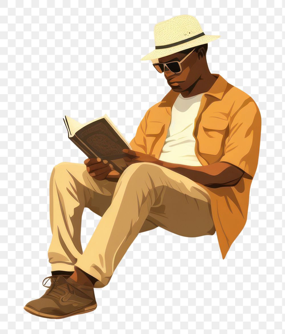 PNG African american reading sitting adult. AI generated Image by rawpixel.