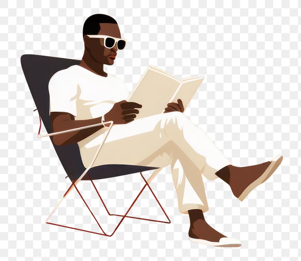 PNG African american reading furniture sitting. AI generated Image by rawpixel.