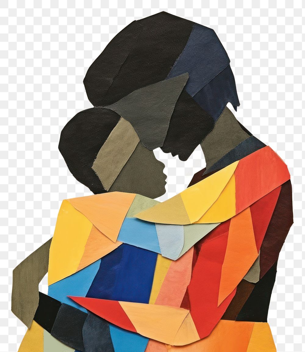PNG Mother hugging child art painting collage. AI generated Image by rawpixel.