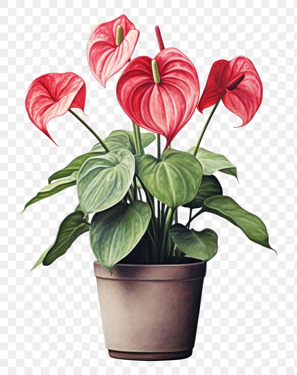 PNG Plant anthurium flower red. AI generated Image by rawpixel.