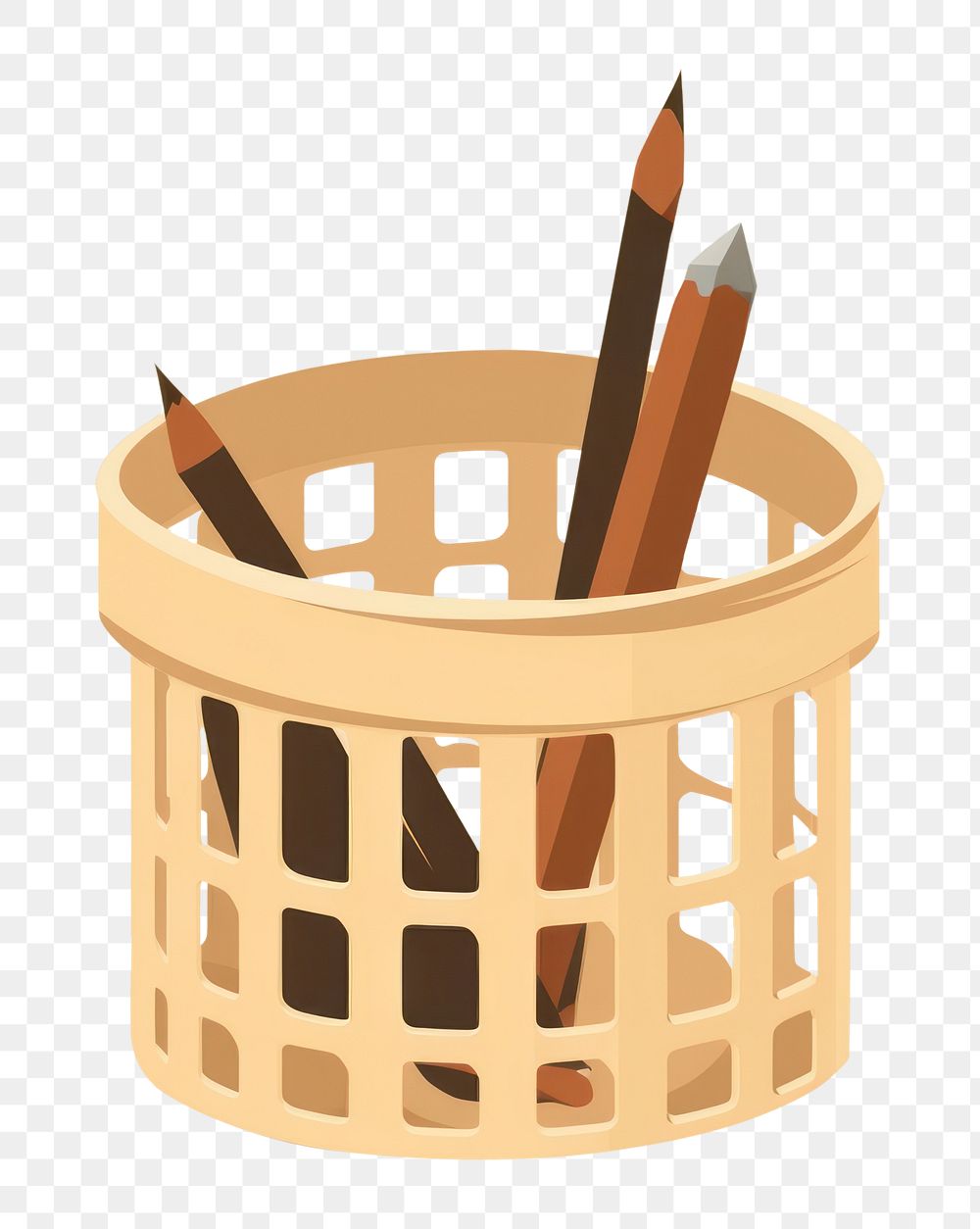 PNG Pen pencil basket paintbrush. AI generated Image by rawpixel.