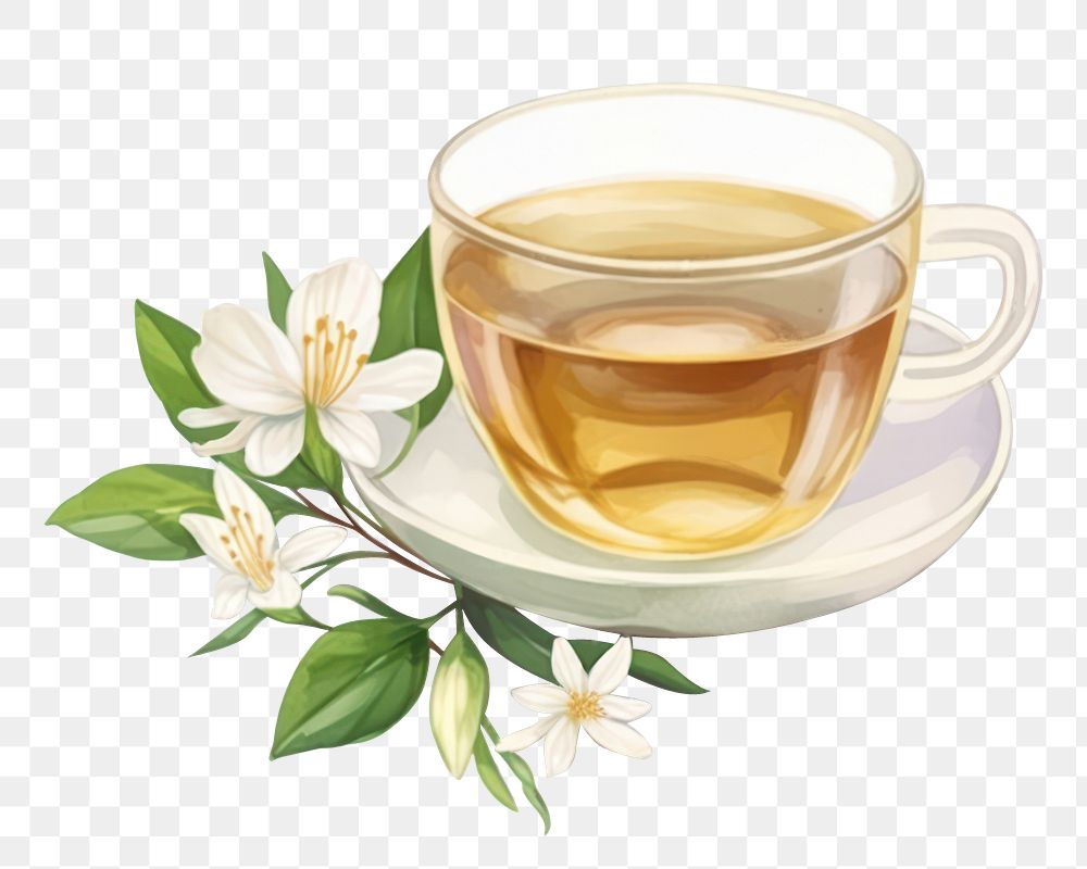 PNG A Jasmine tea saucer drink plant. AI generated Image by rawpixel.