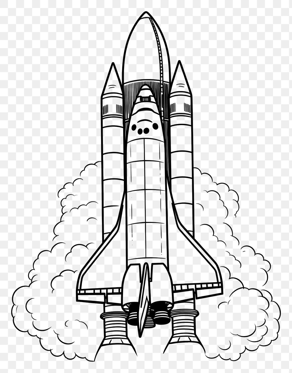 Drawing rocket launch spaceship technology Vector Image