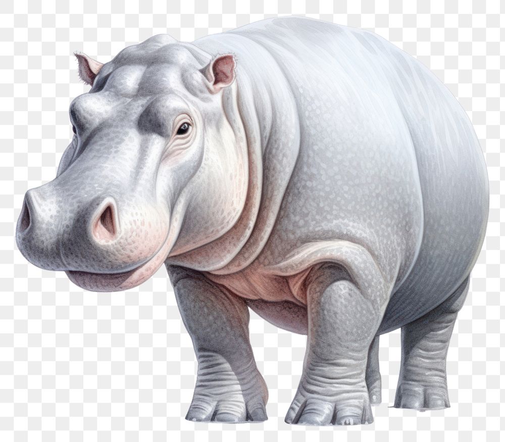 PNG Grey hippotamus wildlife cartoon drawing. 