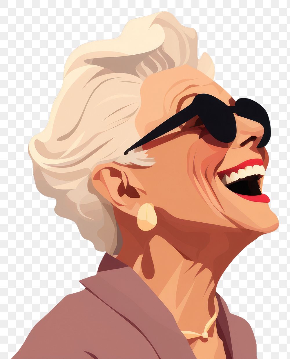 PNG Laughing happy retirement sunglasses. AI generated Image by rawpixel.